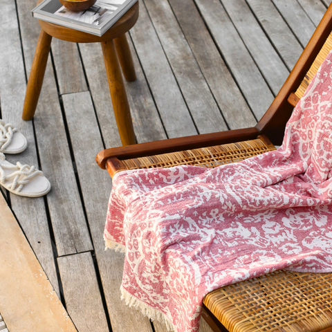 Coral Throw Muslin Cotton Loincloth Red 90x200 cm