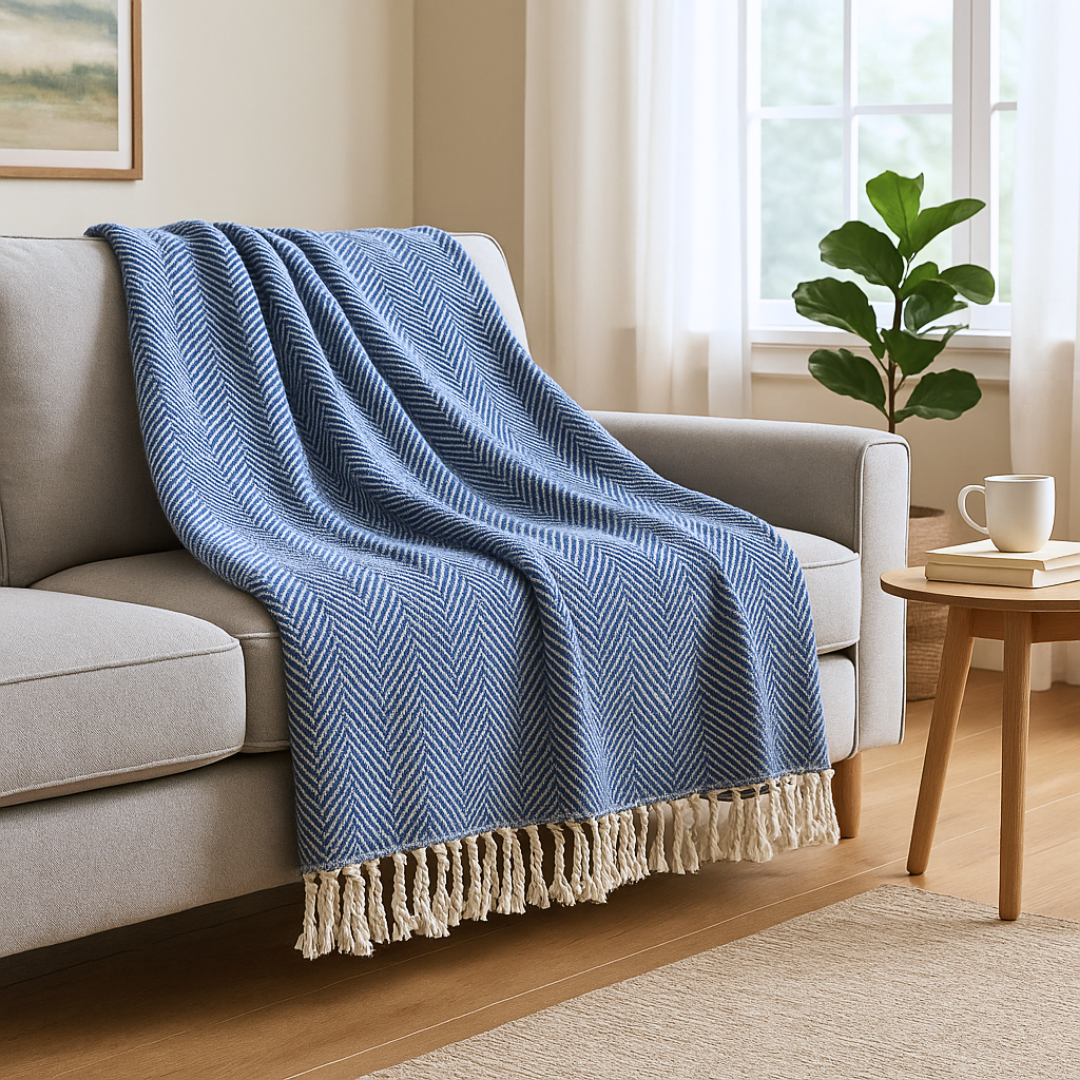 Alba 100% Cotton Throw Blanket 150x220 cm Yellow 