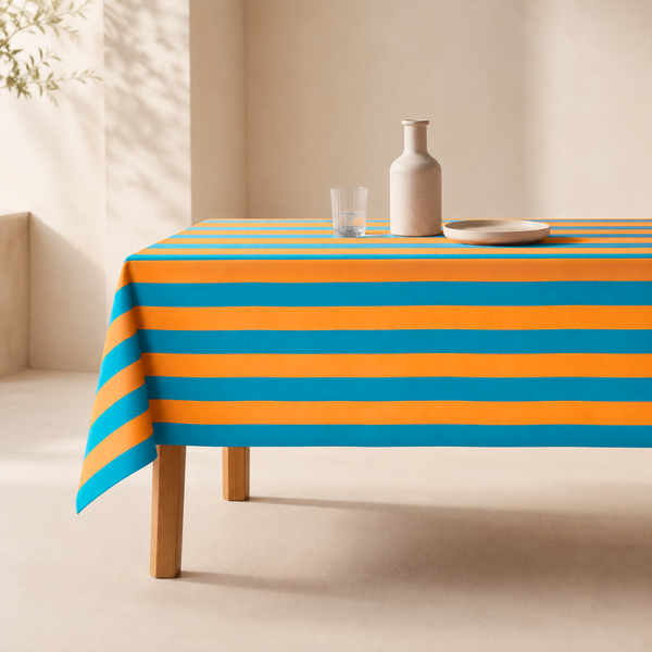 Check Woven Linen Stain Resistant Table Cloth Red