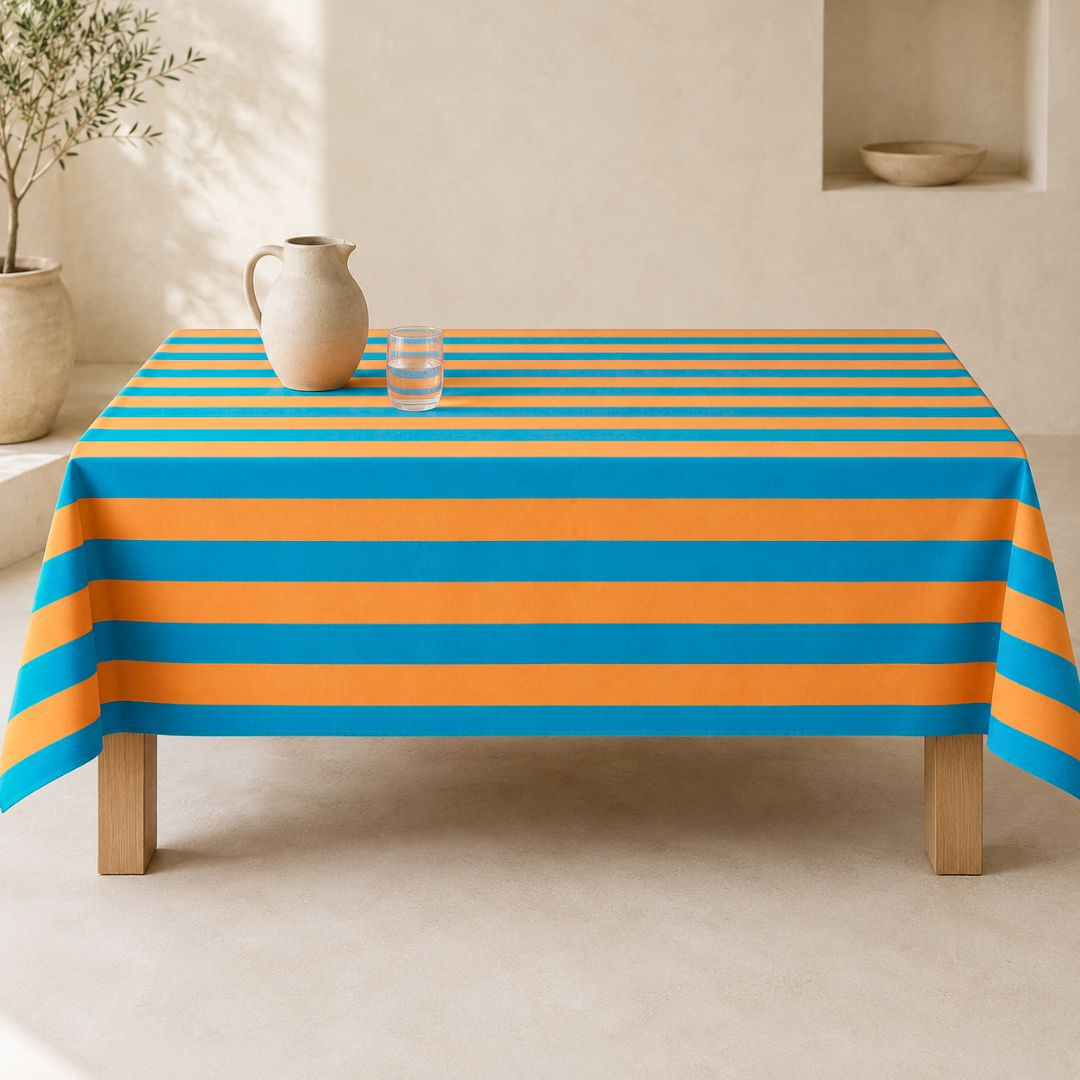 Check Woven Linen Stain Resistant Table Cloth Red