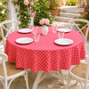 Check Woven Linen Stain Resistant Table Cloth Red