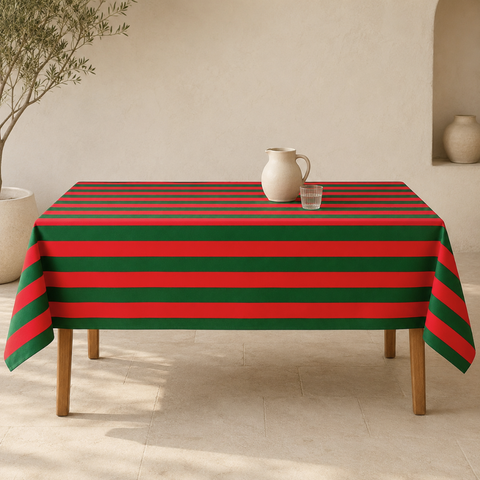 Check Woven Linen Stain Resistant Table Cloth Red