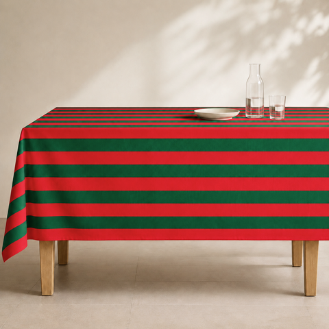 Check Woven Linen Stain Resistant Table Cloth Red