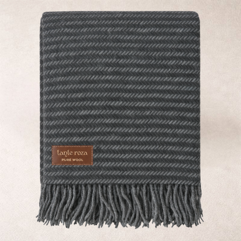 Woolmark Single Person Pure Wool Blanket Checked Mustard