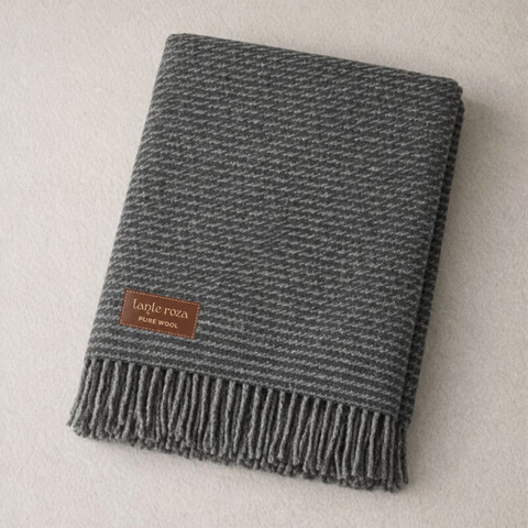 Woolmark Single Person Pure Wool Blanket Checked Mustard