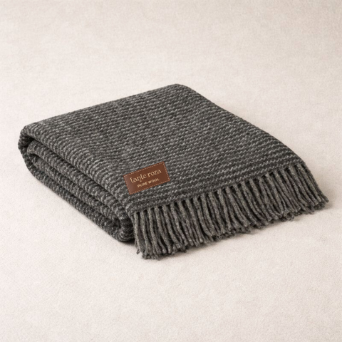 Woolmark Single Person Pure Wool Blanket Checked Mustard