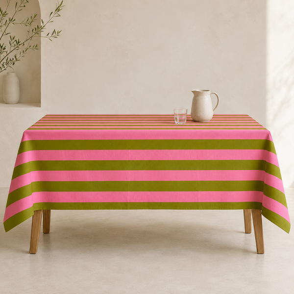 Check Woven Linen Stain Resistant Table Cloth Red
