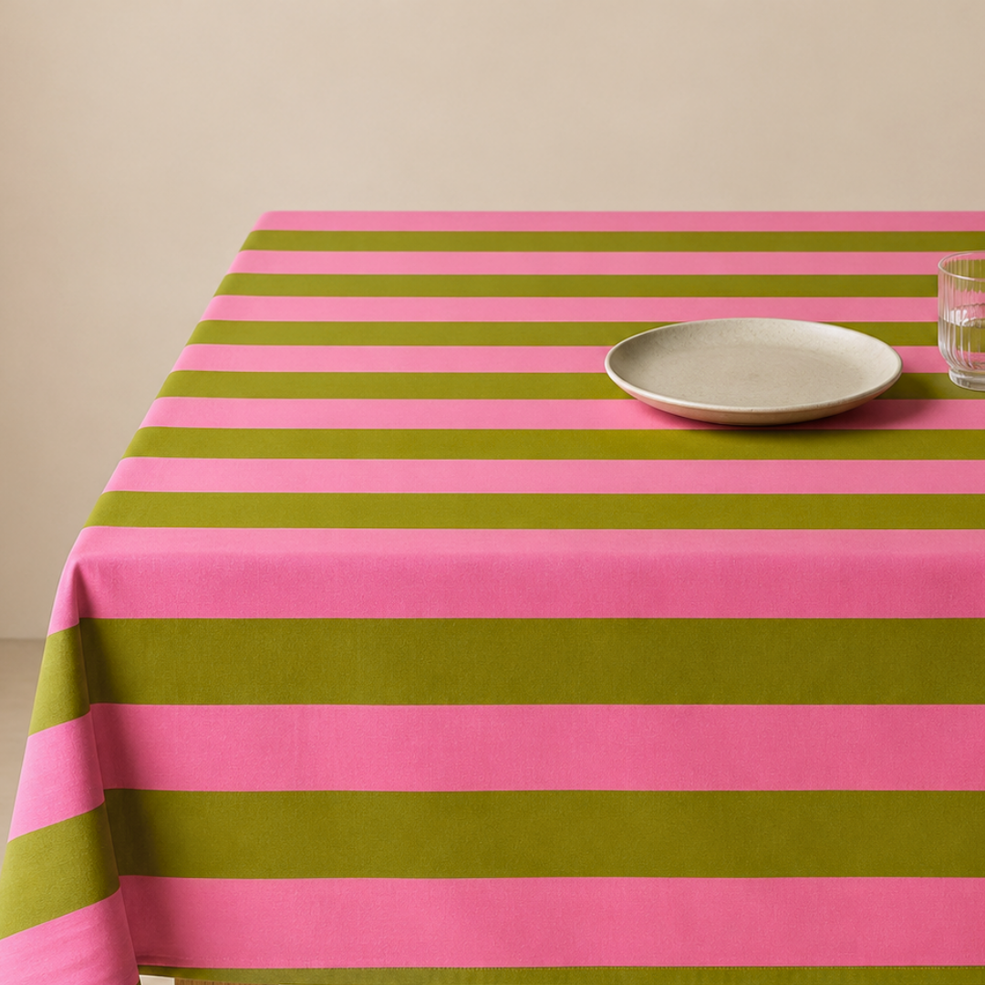Check Woven Linen Stain Resistant Table Cloth Red