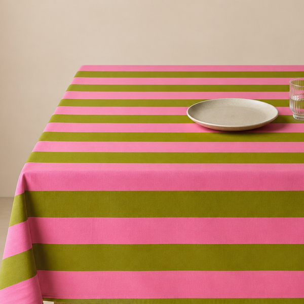 Check Woven Linen Stain Resistant Table Cloth Red