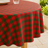 Check Woven Linen Stain Resistant Table Cloth Red