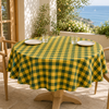 Check Woven Linen Stain Resistant Table Cloth Red