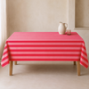 Check Woven Linen Stain Resistant Table Cloth Red