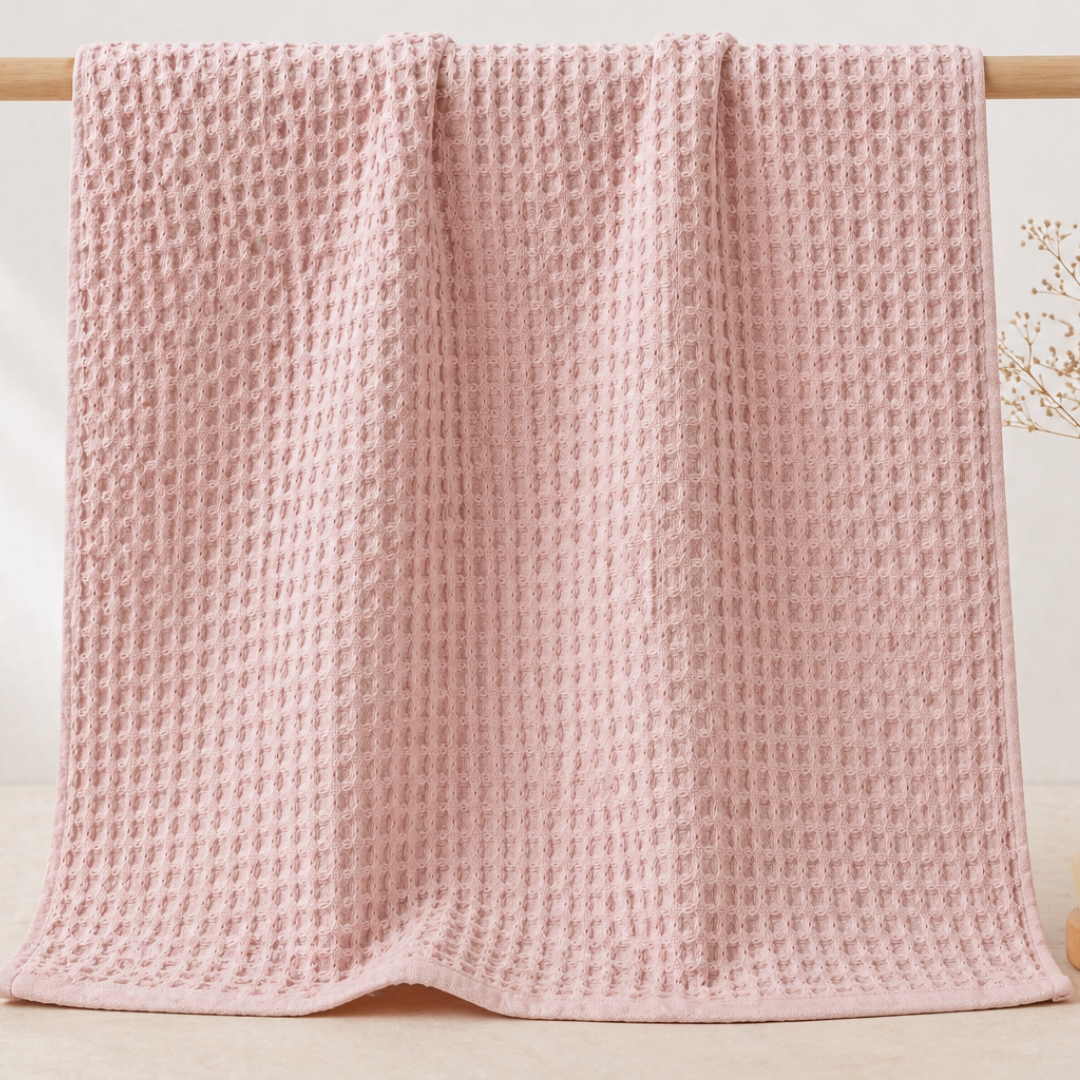 Waffle 100% Cotton Bath Towel 80x160 Powder