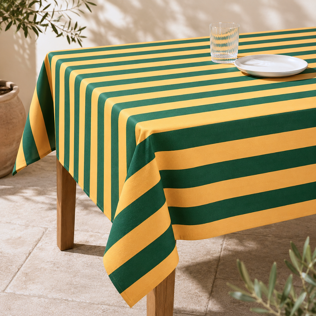 Check Woven Linen Stain Resistant Table Cloth Red