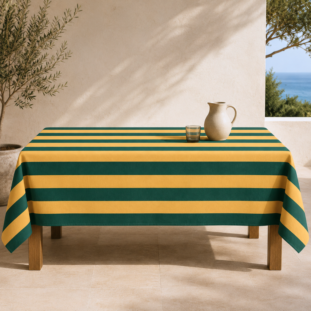 Check Woven Linen Stain Resistant Table Cloth Red