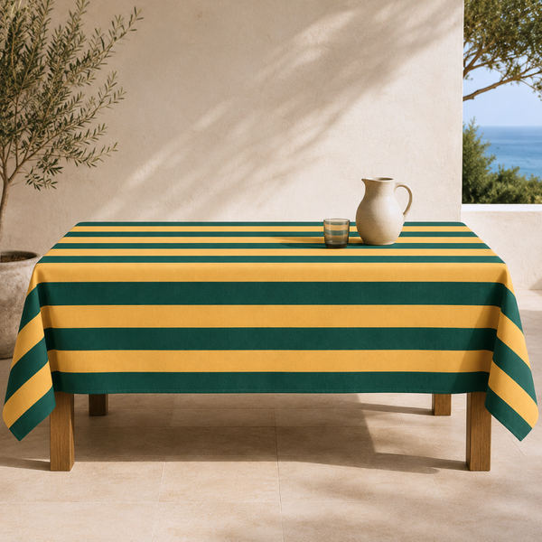 Check Woven Linen Stain Resistant Table Cloth Red