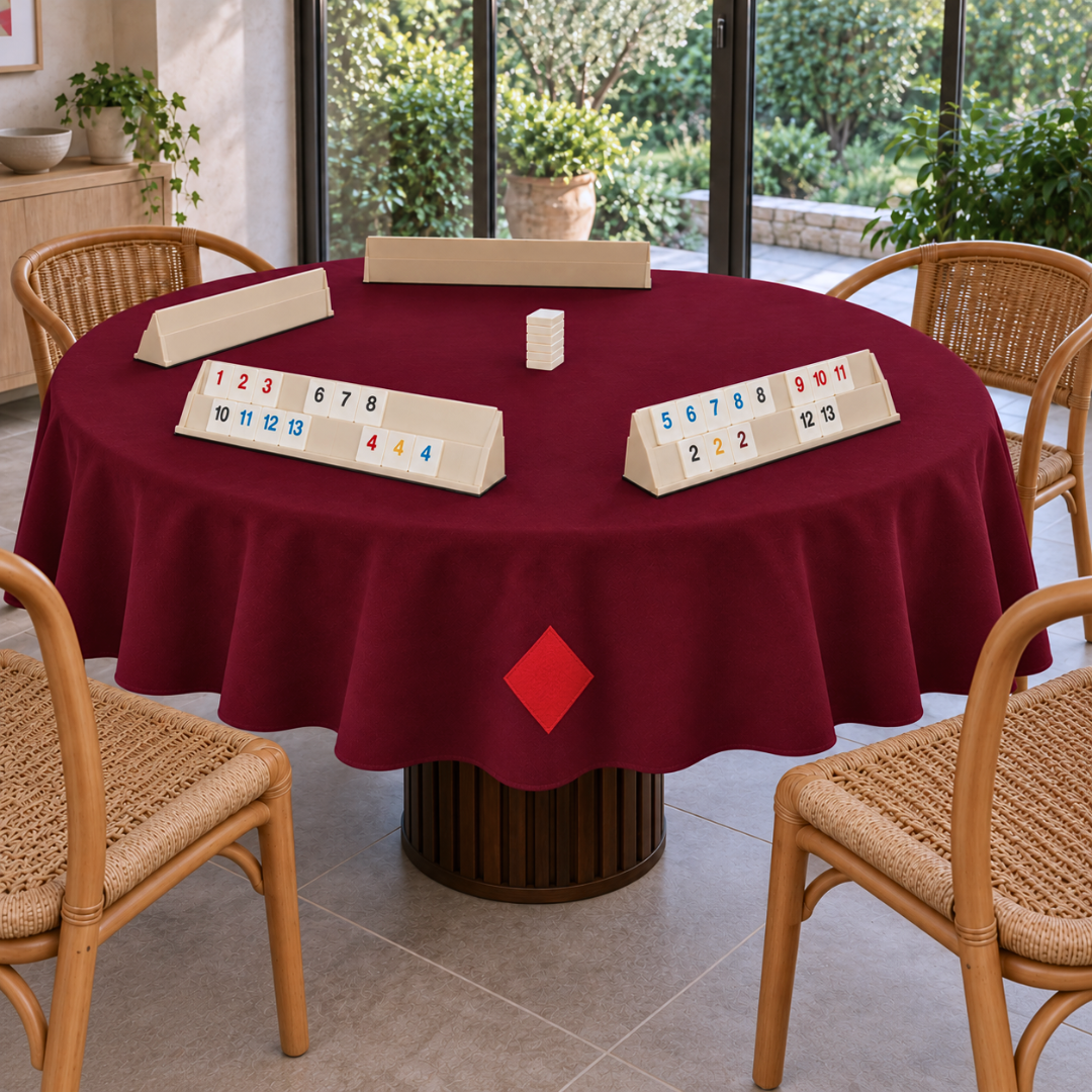 Genoa Woven Linen Stain Resistant Round Table Cloth Red
