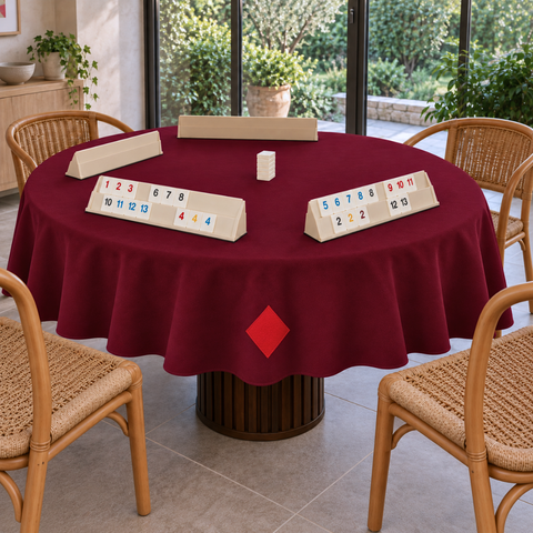 Genoa Woven Linen Stain Resistant Round Table Cloth Red