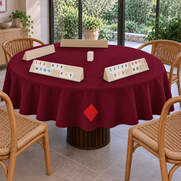 Genoa Woven Linen Stain Resistant Round Table Cloth Red