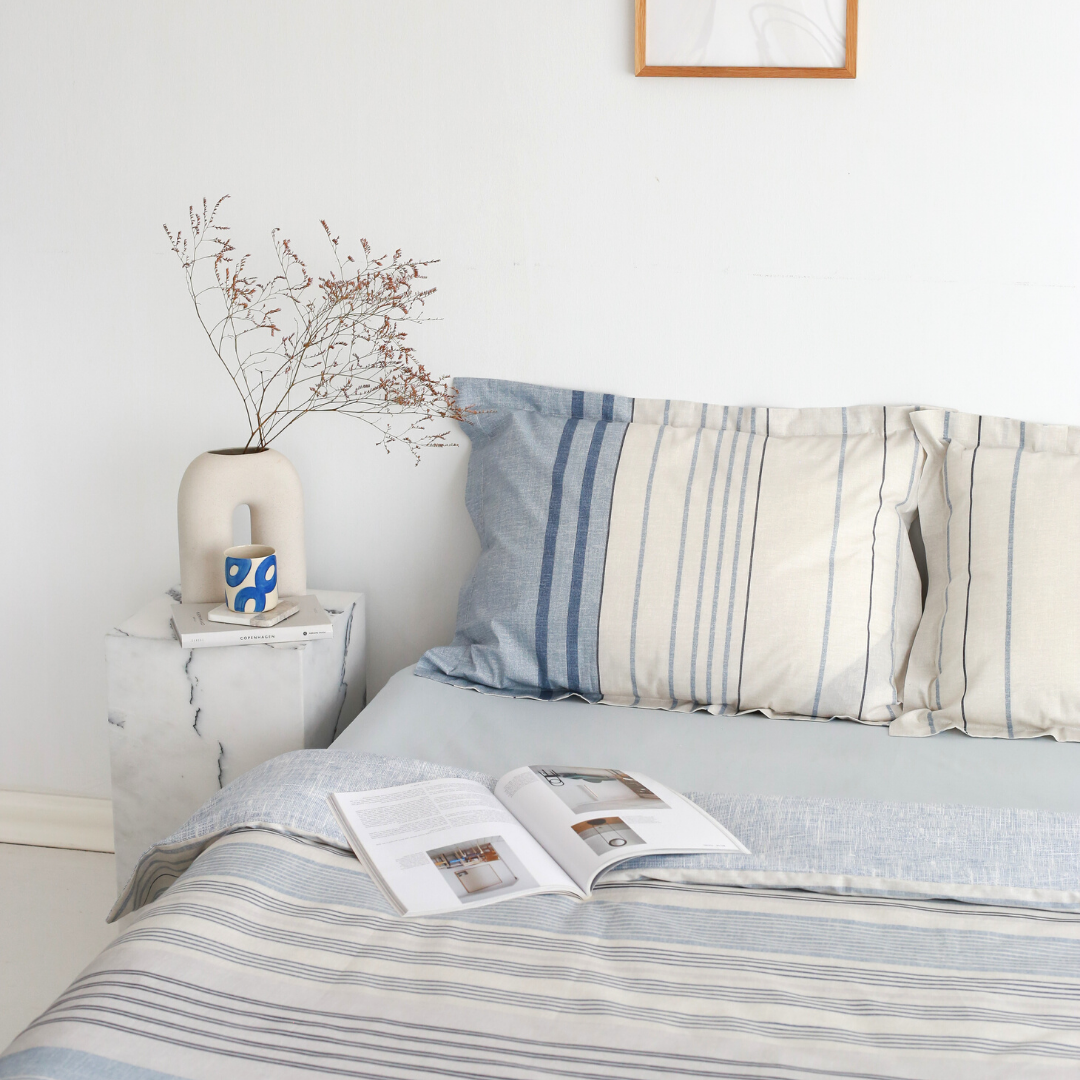 Stripe %100 Pamuk Çift Kişilik Nevresim Takımı 200x220 cm Mavi