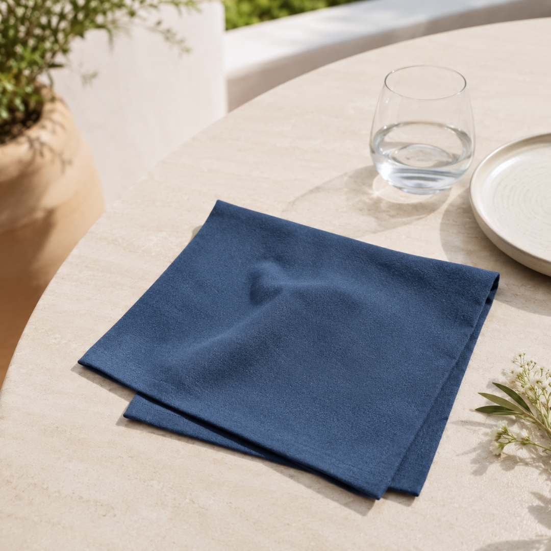 Genoa Woven Linen Stain Resistant Napkin Navy Blue (2 Pack)