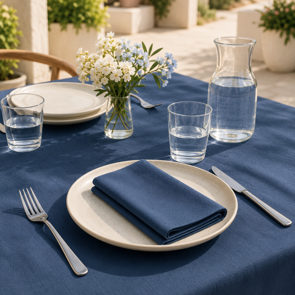 Genoa Woven Linen Stain Resistant Napkin Navy Blue (2 Pack)