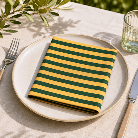 Rio Stripe Dokuma Pamuk Leke Tutmaz Peçete 45x45 cm (2'li Set)