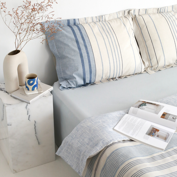 Stripe %100 Pamuk Çift Kişilik Nevresim Takımı 200x220 cm Mavi