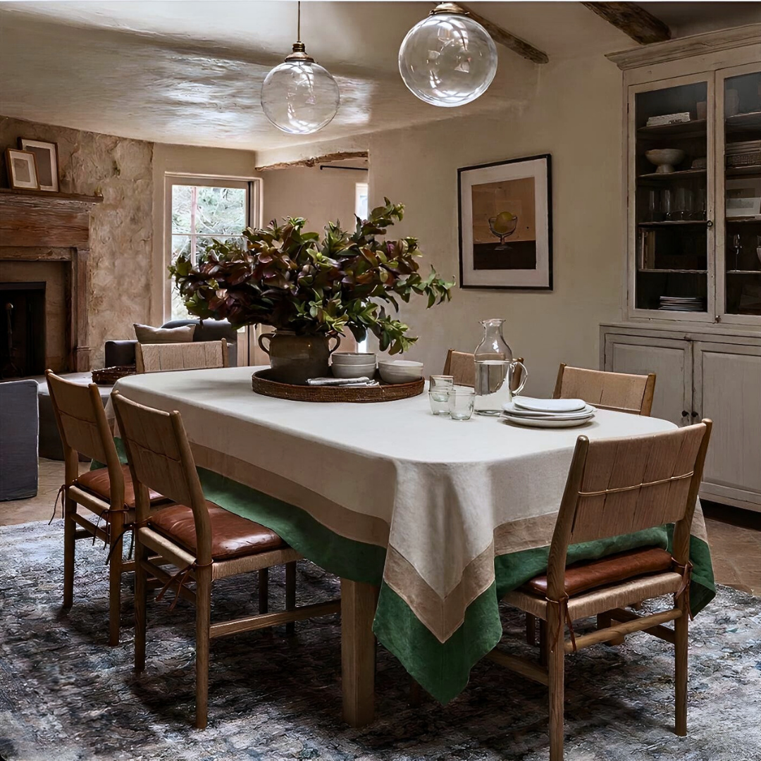 Genoa Woven Linen Stain Resistant Table Cloth White