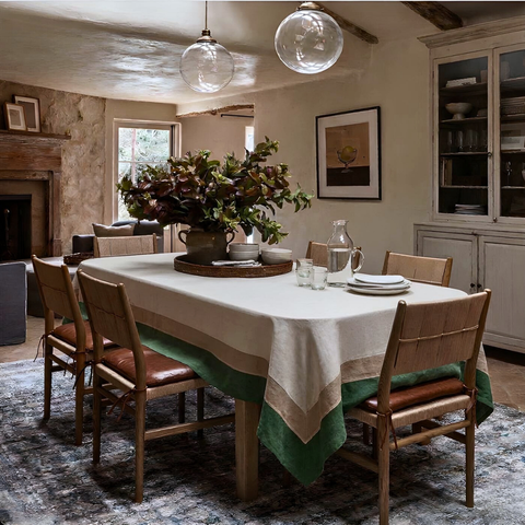 Genoa Woven Linen Stain Resistant Table Cloth White