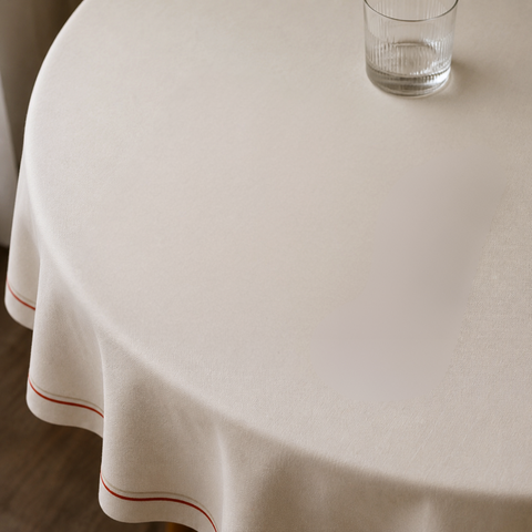 Genoa Woven Linen Stain Resistant Round Table Cloth White
