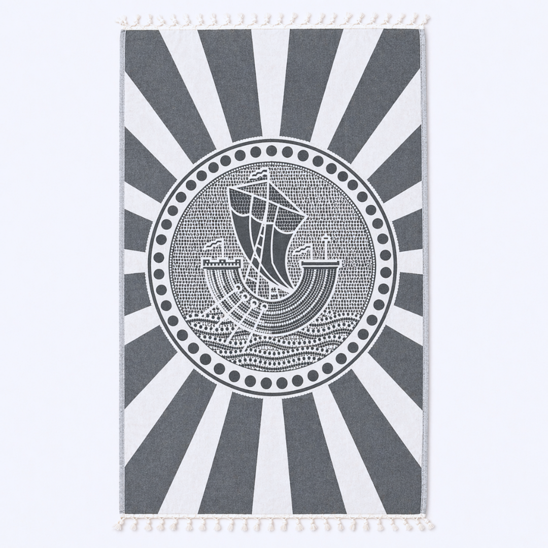 Stripe Throw Cotton Loincloth Smoked-White 100x170 cm
