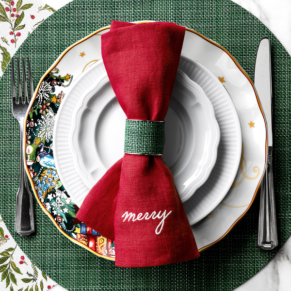 Genoa Woven Linen Stain Resistant Napkin Gray (Pack of 2)