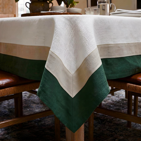 Genoa Woven Linen Stain Resistant Table Cloth White