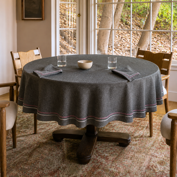 Genoa Woven Linen Stain Resistant Round Table Cloth White
