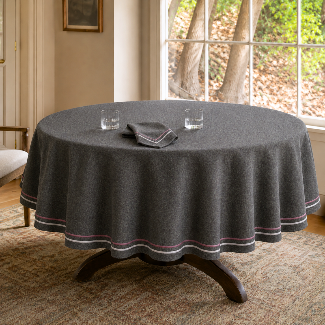 Genoa Woven Linen Stain Resistant Round Table Cloth White