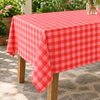 Check Woven Linen Stain Resistant Table Cloth Red
