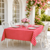 Check Woven Linen Stain Resistant Table Cloth Red