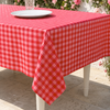 Check Woven Linen Stain Resistant Table Cloth Red