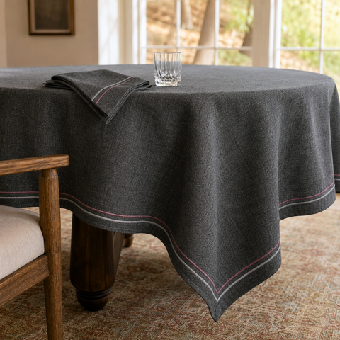 Genoa Woven Linen Stain Resistant Round Table Cloth White