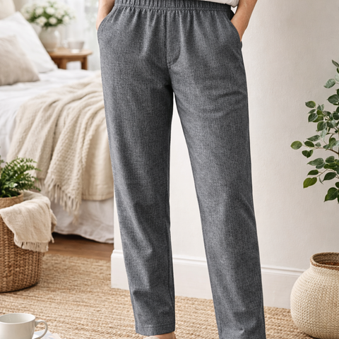 Solid %100 Pamuk Erkek Ev Pantolonu Füme