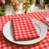 Check Woven Linen Stain Resistant Table Cloth Red