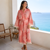 Coral Dokuma Pamuk Kimono/Sabahlık Mercan