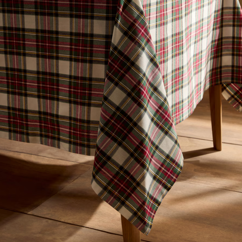 Tartan Plaid Tablecloth White 