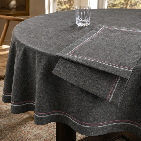 Genoa Woven Linen Stain Resistant Round Table Cloth White