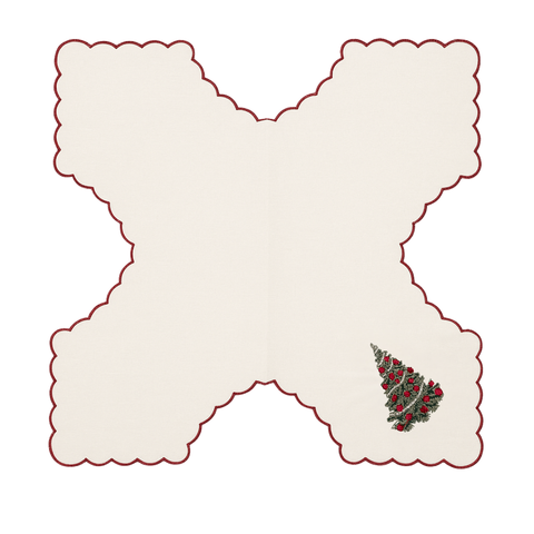 Merrylin Nakışlı Pamuk Ekmek Sepeti Örtüsü 60x60 cm Krem