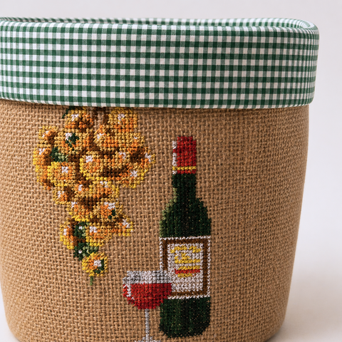 Wine Design Woven Basket Goblet Pattern