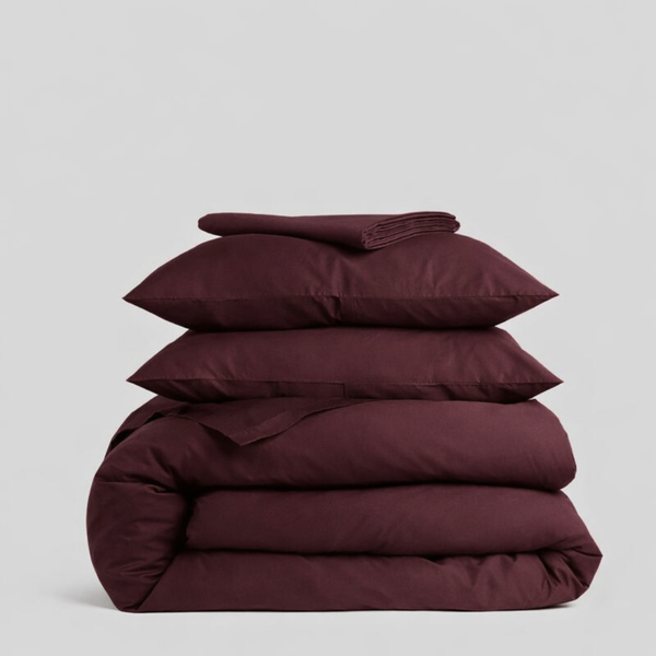 Clara Premium Pamuk Saten Çift Kişilik Nevresim Takımı 200x220 cm Vişne