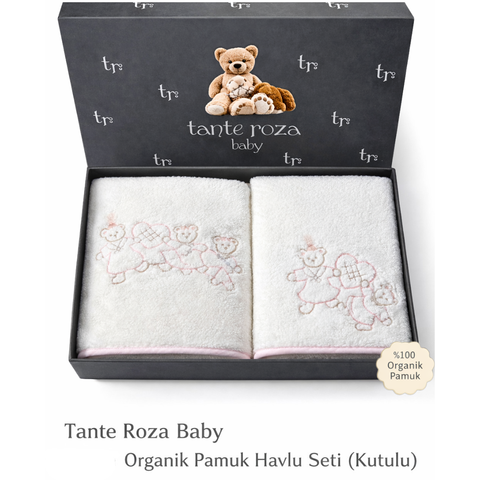 Girls Bebek Nakışlı Havlu Seti Pudra
