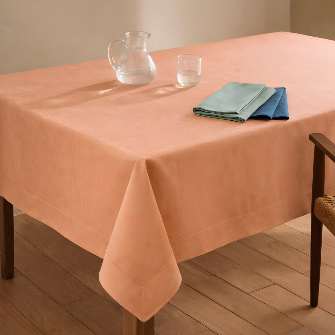 Genoa Woven Linen Stain Resistant Table Cloth White